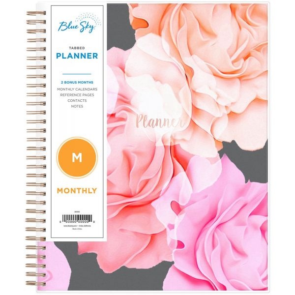Blue Sky Joselyn Monthly Wirebound Planner, 8 X 10, Light Pink/Peach/Black, 2023 Calendar