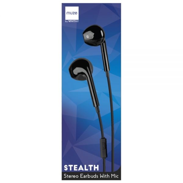 Vivitar Stereo In-Ear Headphones, Black, Muz1003-Blk-Od