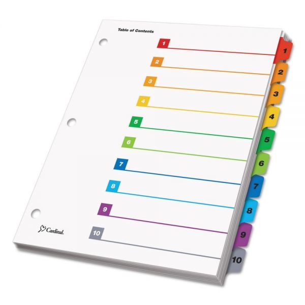 Cardinal Traditional Onestep Index System, 10-Tab, 1-10, Letter, Multicolor, 10 Dividers/ Set