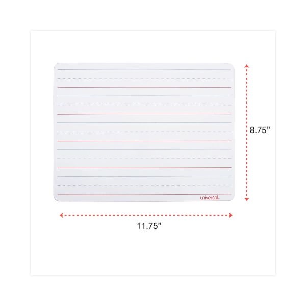 Universal Lap/Learning Dry-Erase Board, Penmanship Ruled, 11.75 X 8.75, White Surface, 6/Pack