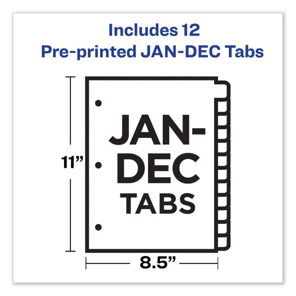 Avery Preprinted Laminated Tab Dividers, Gold Reinforced Binding Edge, Jan-Dec Tabs, 8 1/2" X 11", 1 Set