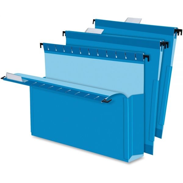 Pendaflex Surehook Reinforced Extra-Capacity Hanging Box File, 1 Section, 3" Capacity, Letter Size, 1/5-Cut Tabs, Blue, 25/Box
