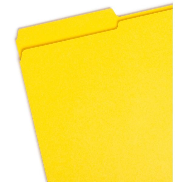 Smead Color File Folders, With Reinforced Tabs, Legal Size, 1/3 Cut, Yellow, Box Of 100