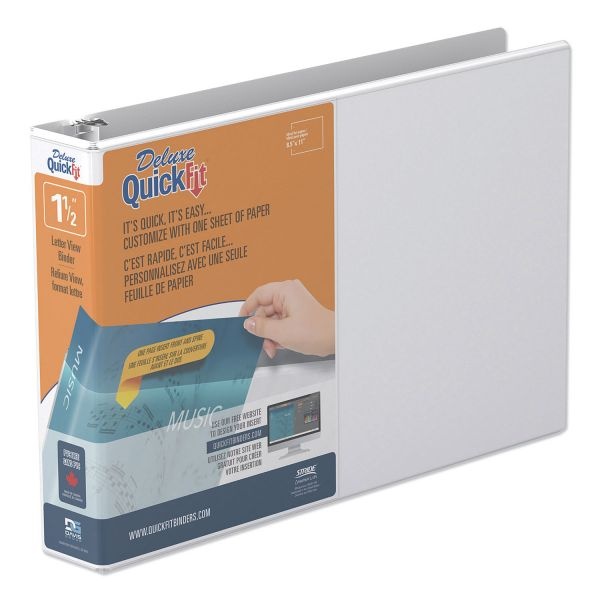 Stride Quickfit Landscape Spreadsheet Round Ring View Binder, 3 Rings, 1.5" Capacity, 11 X 8.5, White