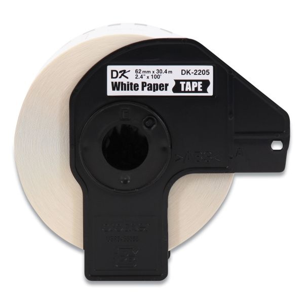 Brother Continuous Paper Label Tape, 2.4" X 100 Ft, White, 3 Rolls/Pack