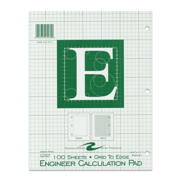 Engineer Pad 8.5"X11" Green Paper Grid-To-Edge