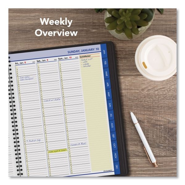 At-A-Glance Quicknotes Weekly Vertical-Column Format Appointment Book, 11 X 8.25, Black Cover, 12-Month (Jan To Dec): 2024