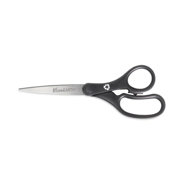 Westcott Kleenearth Basic Plastic Handle Scissors, 8" Long, 3.25" Cut Length, Black Straight Handle