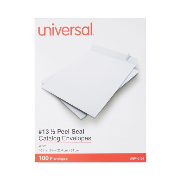 Universal Peel Seal Strip Catalog Envelope, #13 1/2, Square Flap, Self-Adhesive Closure, 10 X 13, White, 100/Box