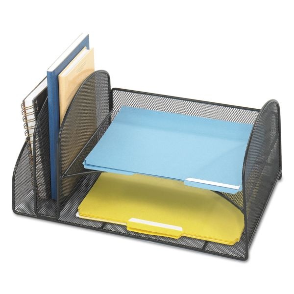Safco Onyx Mesh Desk Organizer, Two Upright/Two Horizontal Sections