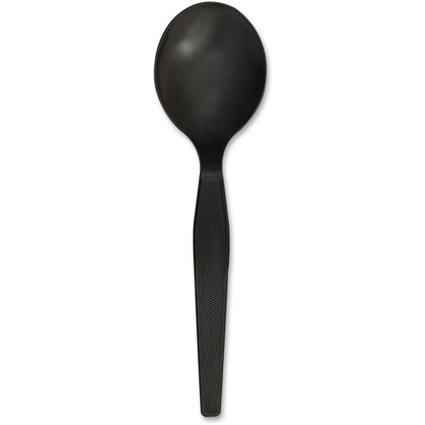 Genuine Joe Heavyweight Disposable Soup Spoons - 1 Piece(S) - 1000/Carton - Soup Spoon - 1 X Soup Spoon - Disposable - Textured - Black
