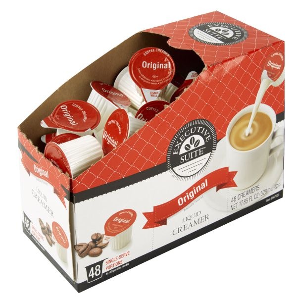 Executive Suite Liquid Coffee Creamer, Original Flavor, 0.38 Oz Single Serve, Box Of 48