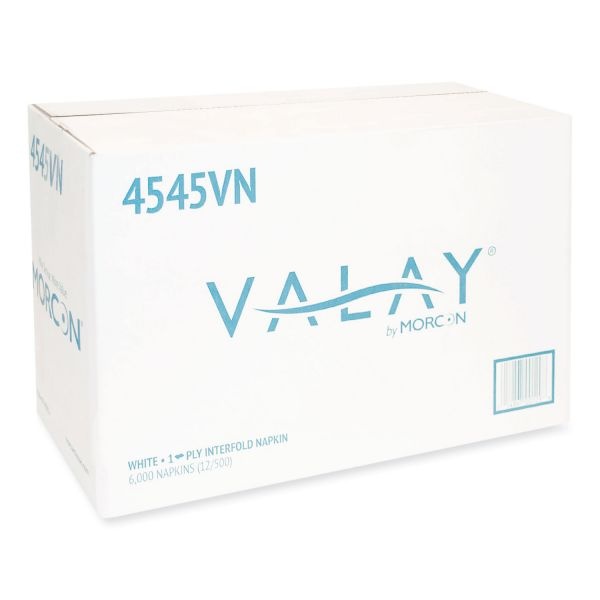 Morcon Tissue Valay Interfolded Napkins, 1-Ply, White, 6.5 X 8.25, 6,000/Carton