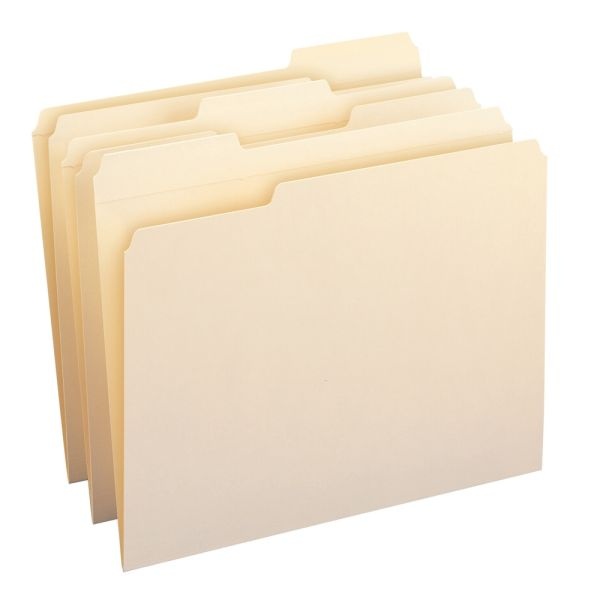 Smead 1/3-Cut Manila File Folders, Letter Size, 100% Recycled, Manila, Box Of 100