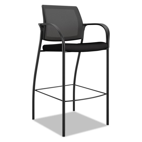 Hon Ignition 2.0 Ilira-Stretch Mesh Back Cafe Height Stool, Supports Up To 300 Lb, 31" Seat Height, Black