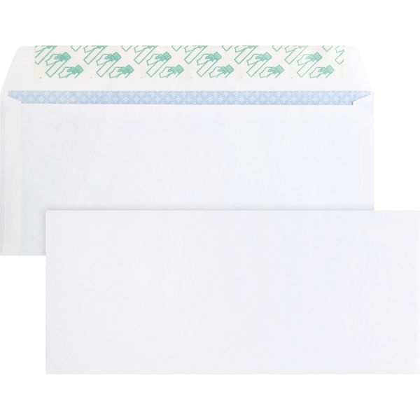 Business Source No. 10 Peel-To-Seal Security Envelopes - Business - #10 - 4 1/8" Width X 9 1/2" Length - 24 Lb - Peel & Seal - Wove - 100 / Box - White