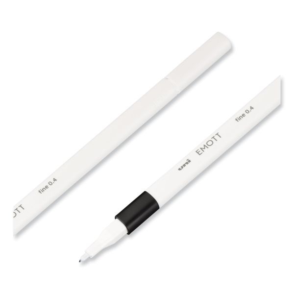 Uniball Emott Porous Point Pen, Stick, Fine 0.4 Mm, Assorted Ink Colors, White Barrel, 5/Pack