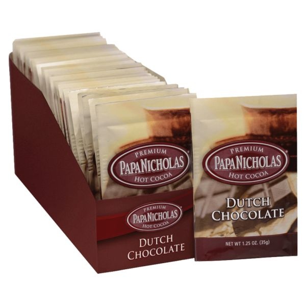 Papanicholas Coffee Premium Dutch Chocolate Hot Cocoa, 1.25 Oz, Pack Of 24