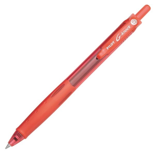 Pilot G-Knock Begreen Gel Rollerball Pen, Fine Point, 0.7 Mm, Red Barrel, Red Ink, Pack Of 12
