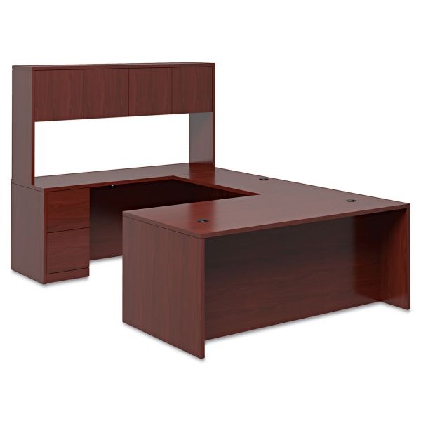 Hon 10500 Series "L" Workstation Right Pedestal Desk With Full-Height Pedestal, 72" X 36" X 29.5", Mahogany