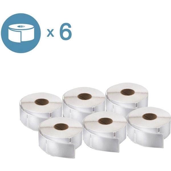 Dymo Return Address Labels For Labelwriter Label Printers, 3/4" X 2", White, 500 Labels Per Roll, Pack Of 6 Rolls