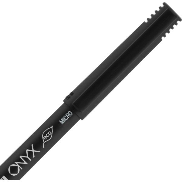 Uniball Onyx Roller Ball Pen, Stick, Extra-Fine 0.5 Mm, Red Ink, Black/Red Barrel, Dozen