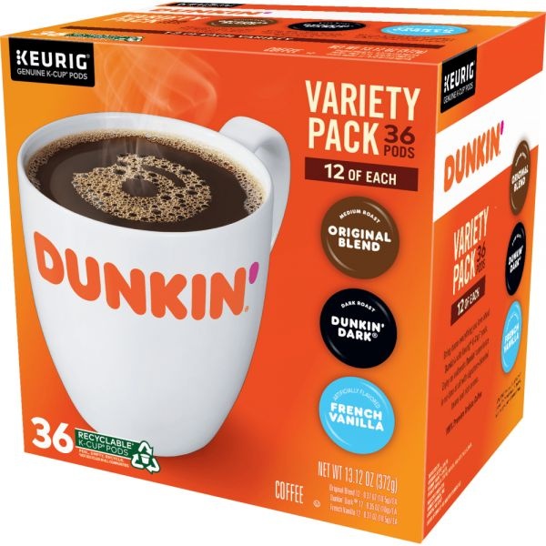 Dunkin' Donuts Coffee Single-Serve K-Cup Variety Pack, Pack Of 36 K-Cup