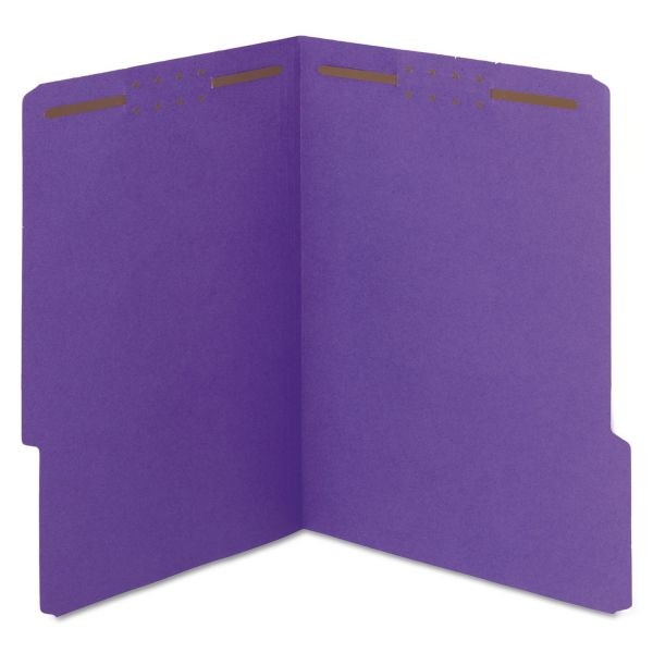 Smead Watershed Cutless Reinforced Top Tab Fastener Folders, 0.75" Expansion, 2 Fasteners, Letter Size, Purple Exterior, 50/Box