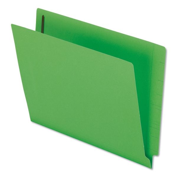 Pendaflex Colored Reinforced End Tab Fastener Folders, 0.75" Expansion, 2 Fasteners, Letter Size, Green Exterior, 50/Box