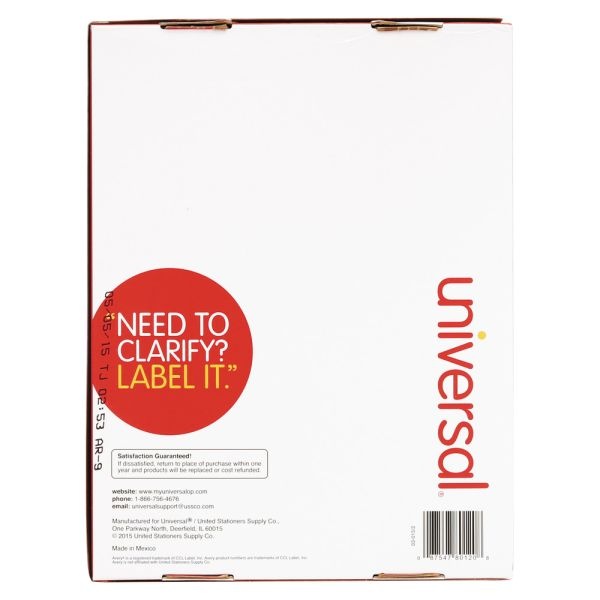Universal Permanent Inkjet/Laser Labels Rectangle, 1" X 2 5/8", White, Box Of 7,500