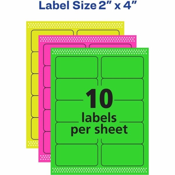 Avery High-Visibility Shipping Labels 2" X 4", Assorted Colors, Box Of 1000