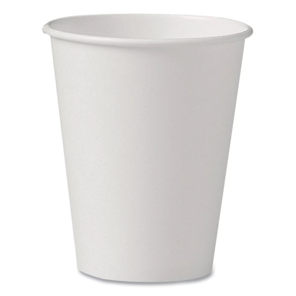 Uncoated Paper Cups, Hot Drink, 8 Oz, White, 1,000/Carton