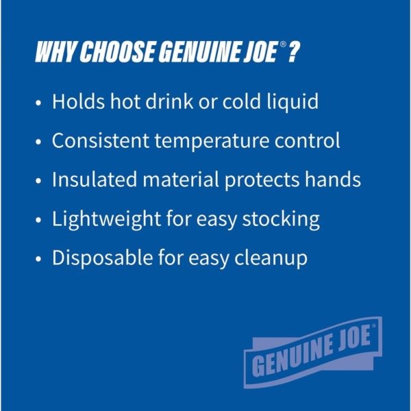 Genuine Joe 20 Oz Foam Cups - 500 / Carton - White - Styrofoam - Hot Drink, Cold Drink