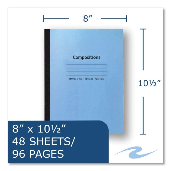 Roaring Spring Flexible Cover Composition Notebook, Wide/Legal Rule, Blue Cover, (48) 10.5 X 8 Sheets, 72/Carton