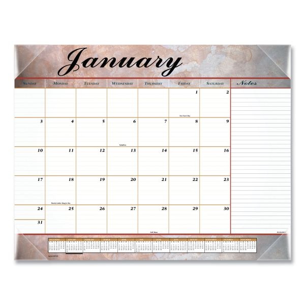 At-A-Glance Marbled Desk Pad, Marbled Artwork, 22 X 17, White/Multicolor Sheets, Clear Corners, 12-Month (Jan To Dec): 2024