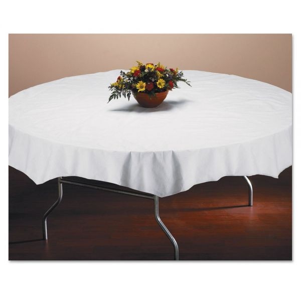Hoffmaster Tissue/Poly Tablecovers, 82" Diameter, White, 25/Carton