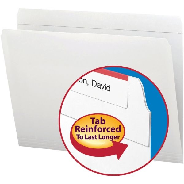 Smead Straight-Cut File Folders, Letter Size, White, Box Of 100