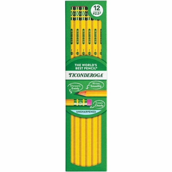 Ticonderoga Pencils, #2.5 Medium Lead, Box Of 12