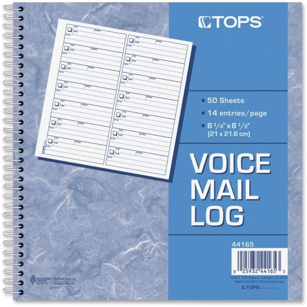 Tops Voice Mail Message Book, One-Part (No Copies), 4 X 1.14, 14 Forms/Sheet, 1,400 Forms Total