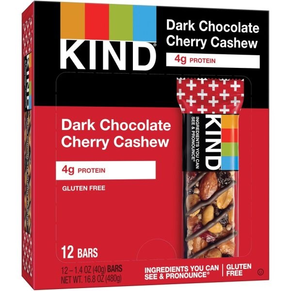 Kind Plus Nutrition Boost Bar, Dk Chocolatecherrycashew/Antioxidants, 1.4 Oz, 12/Box