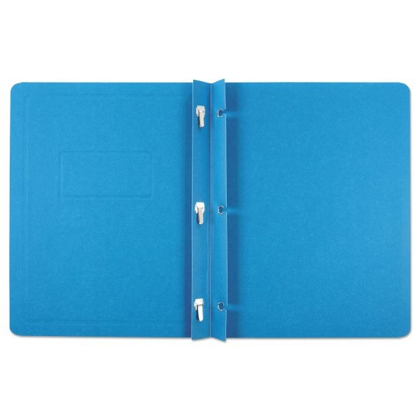 Oxford Title Panel And Border Front Report Cover, 3-Prong Fastener, Panel And Border Cover, 0.5" Cap, 8.5 X 11, Light Blue, 25/Box