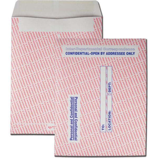 Quality Park Gray/Red Paper Gummed Flap Personal And Confidential Interoffice Envelope, #97, 10 X 13, Gray/Red, 100/Box
