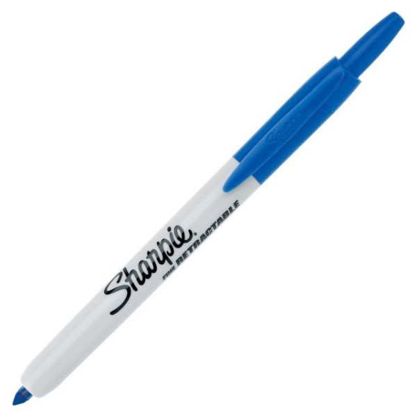 Sharpie Fine Point Retractable Markers, Blue, 12/Pack