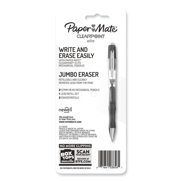 Paper Mate Clearpoint Elite Mechanical Pencils, 0.7 Mm, Hb (#2), Black Lead, Blue And Green Barrels, 2/Pack
