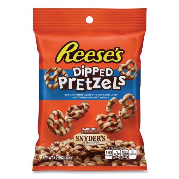 Reese's Dipped Pretzels, 4.25 Oz Bag, 4/Carton, Ships In 1-3 Business Days