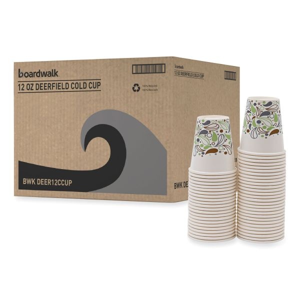 Boardwalk Deerfield Printed Paper Cold Cups, 12 Oz, 50 Cups/Sleeve, 20 Sleeves/Carton