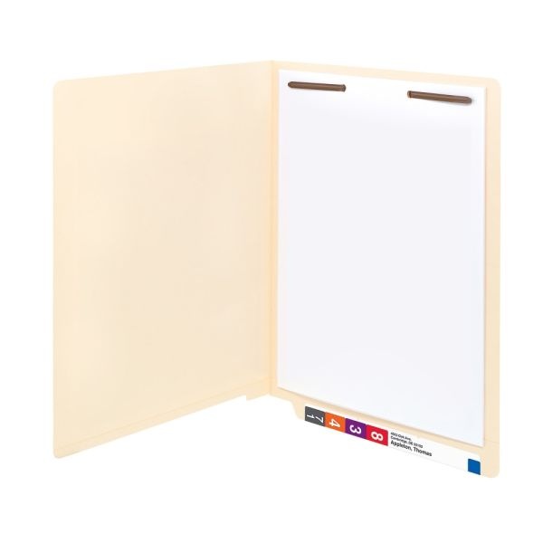 Smead Reinforced End-Tab Folders, 1 Fastener, Straight Cut, Letter Size, Manila, Box Of 50