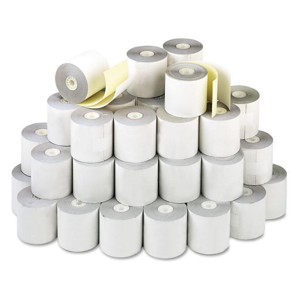 Iconex Impact Printing Carbonless Paper Register Rolls, 2.25" X 70 Ft, White/Canary, 50/Carton