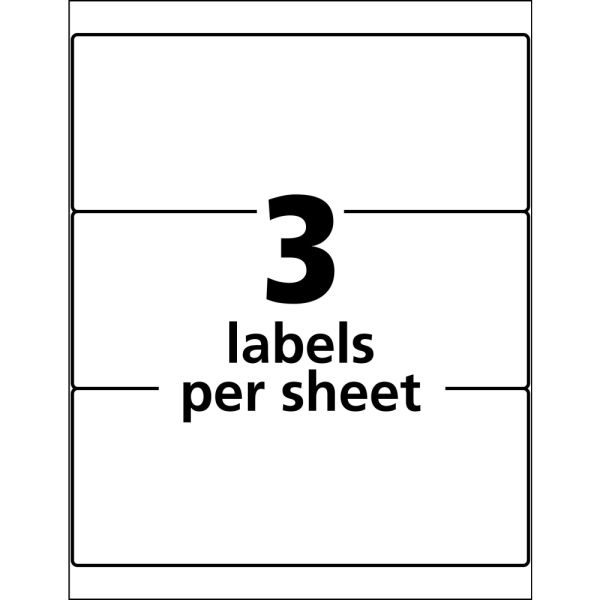 Avery Permanent Durable Id Labels With Trueblock, 61531, Rectangle, 3-1/4" X 8-3/8", White, Pack Of 150