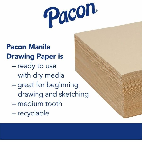 Pacon Cream Manila Drawing Paper, 60 Lb Cover Weight, 12 X 18, Cream Manila, 500/Pack